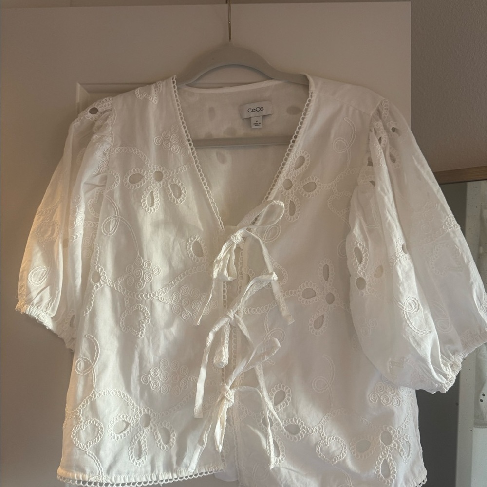 Women's White Embroidered Top